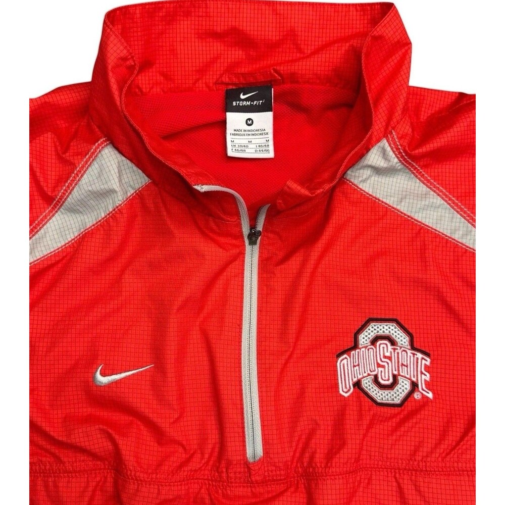 Ohio State University Buckeyes Nike M Red 1/4 Zip Windbreaker Pullover Storm Fit